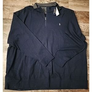 NEW Polo Ralph Lauren Mens Double Knit 1/4 Zip Pullover Blue Size 5XB Big & Tall